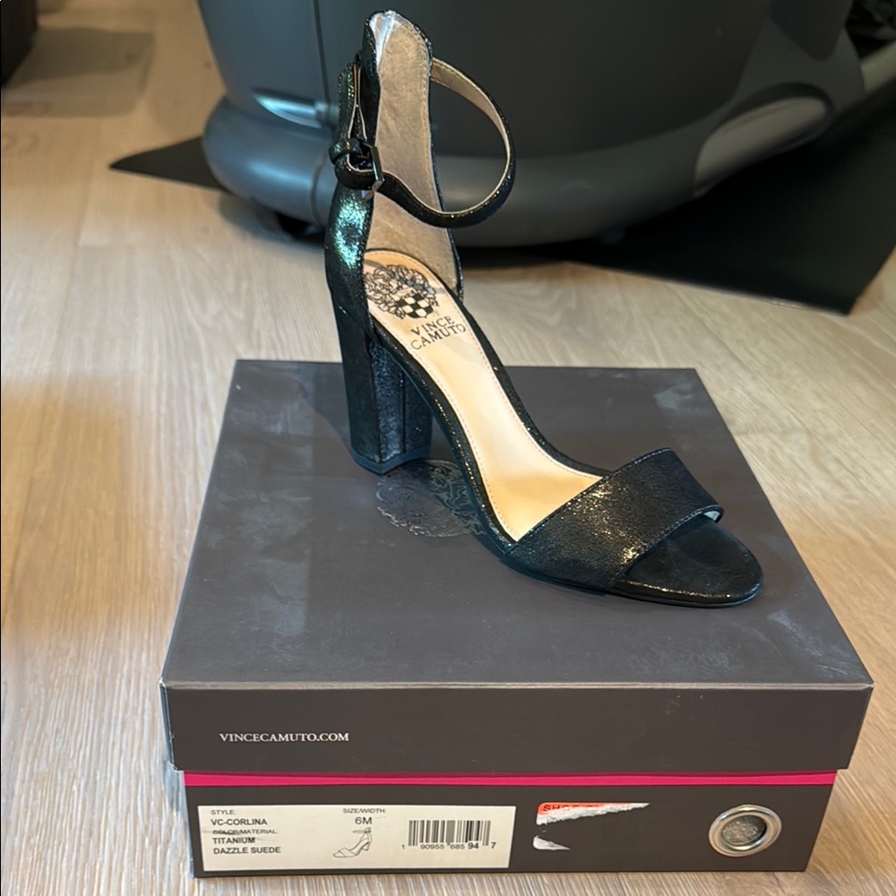 Vince Camuto Black Heeled Sandals with Ankle Strap